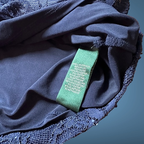 Ralph Lauren|Sheath Long Dress|Size 10|Navy Blue|Full Lace|Sequin|Lined|Stretch - Picture 16 of 16